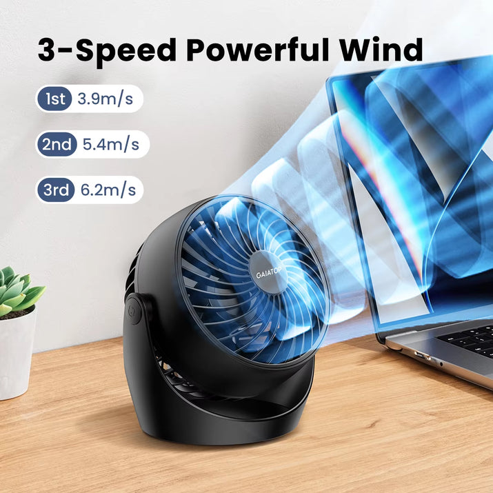 GAIATOP Air Circulator Fan, Portable Desk Fan Table Fan Dorm Fan, 5-Inch Small Fan 3 Speed with 360° Adjustable Tilt
