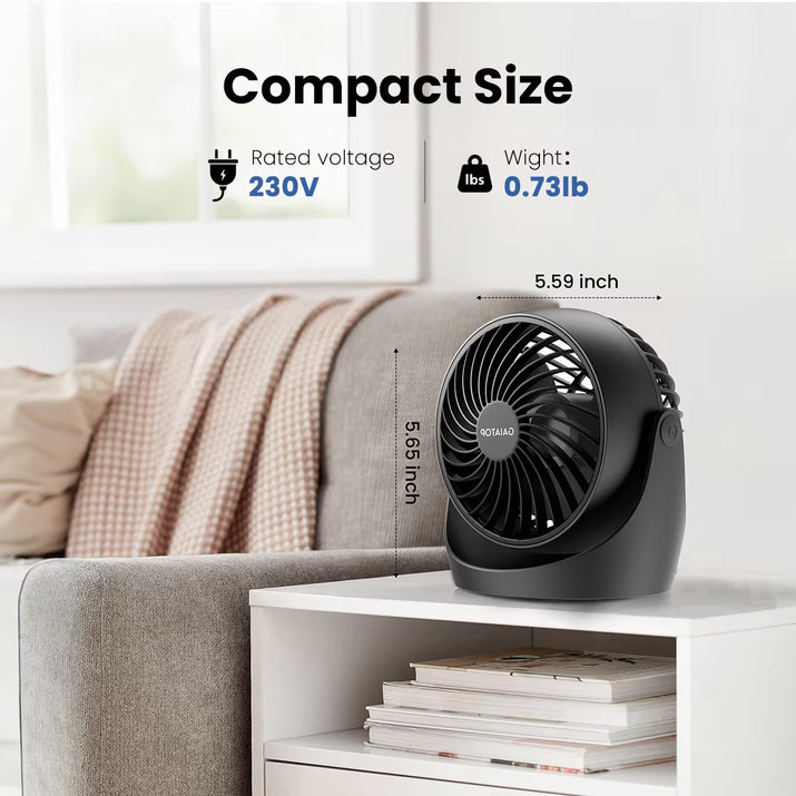 GAIATOP Air Circulator Fan, Portable Desk Fan Table Fan Dorm Fan, 5-Inch Small Fan 3 Speed with 360° Adjustable Tilt