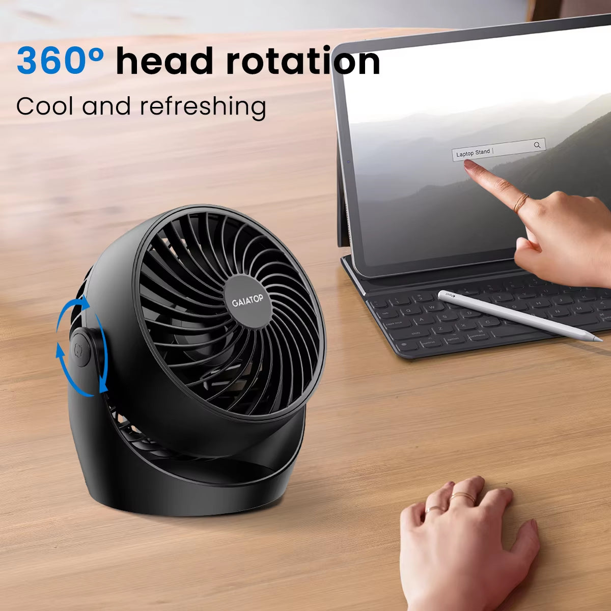 GAIATOP Air Circulator Fan, Portable Desk Fan Table Fan Dorm Fan, 5-Inch Small Fan 3 Speed with 360° Adjustable Tilt