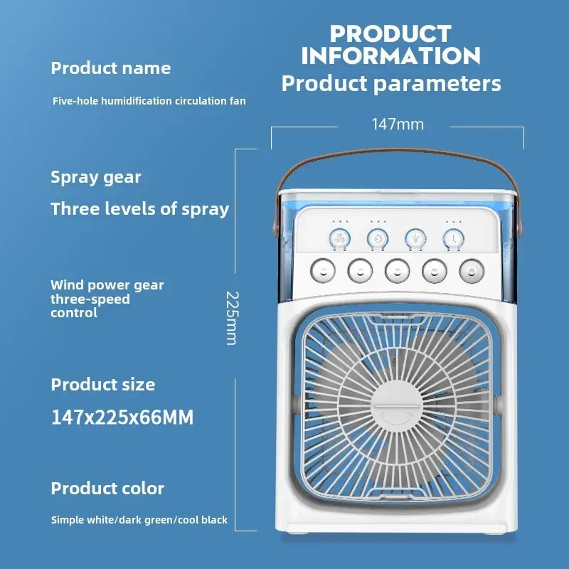[NEW] 3-in-1 Portable Air Cooler Fan 💨│ Mini Air Conditioner + Humidifier + LED Night Light │ Stay Cool Anywhere 