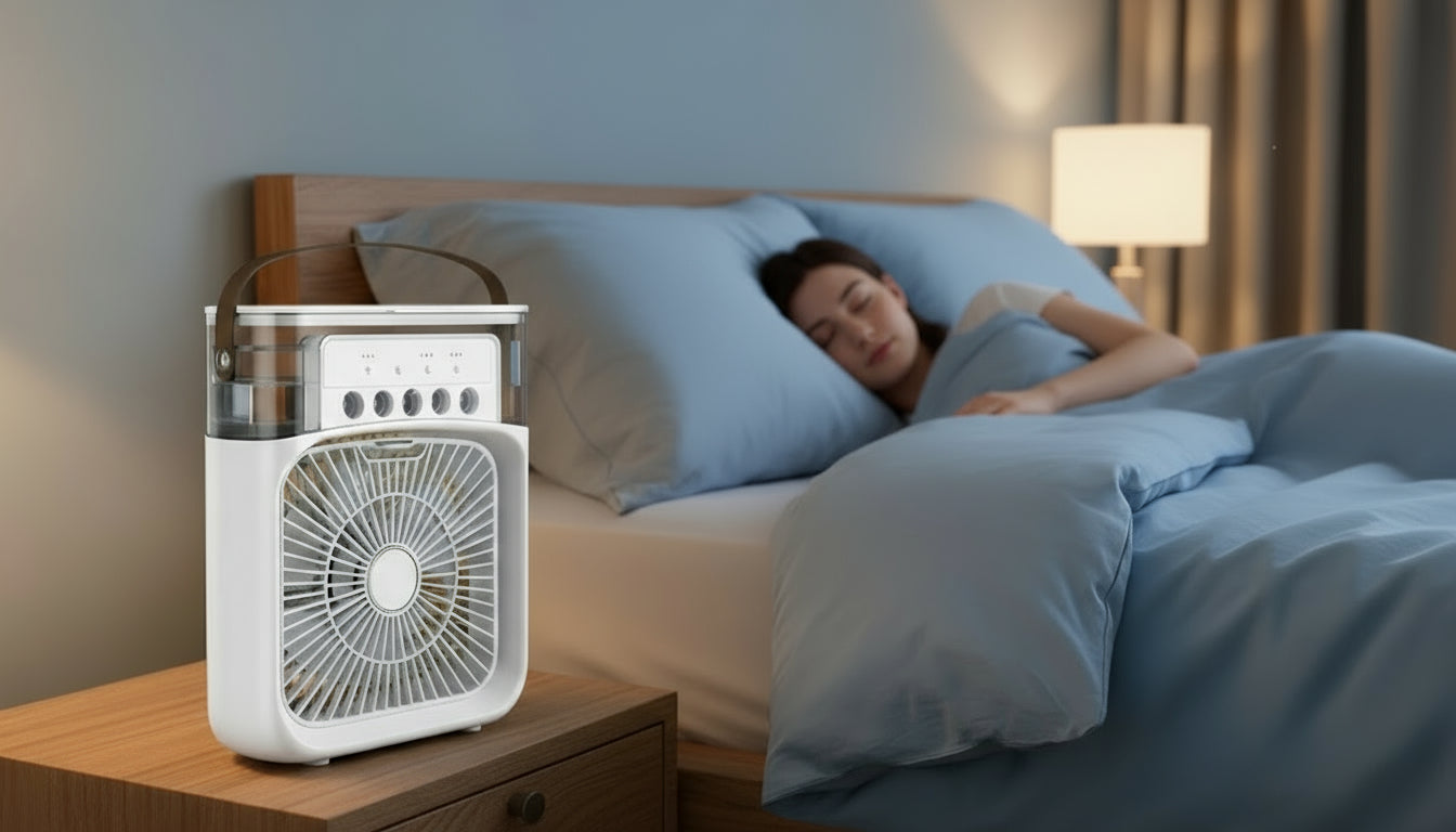 New 3 in 1 Fan Air Conditioner Household Small Air Cooler LED Night Light Portable Humidifier Air Adjustment Fan Office Home Fan